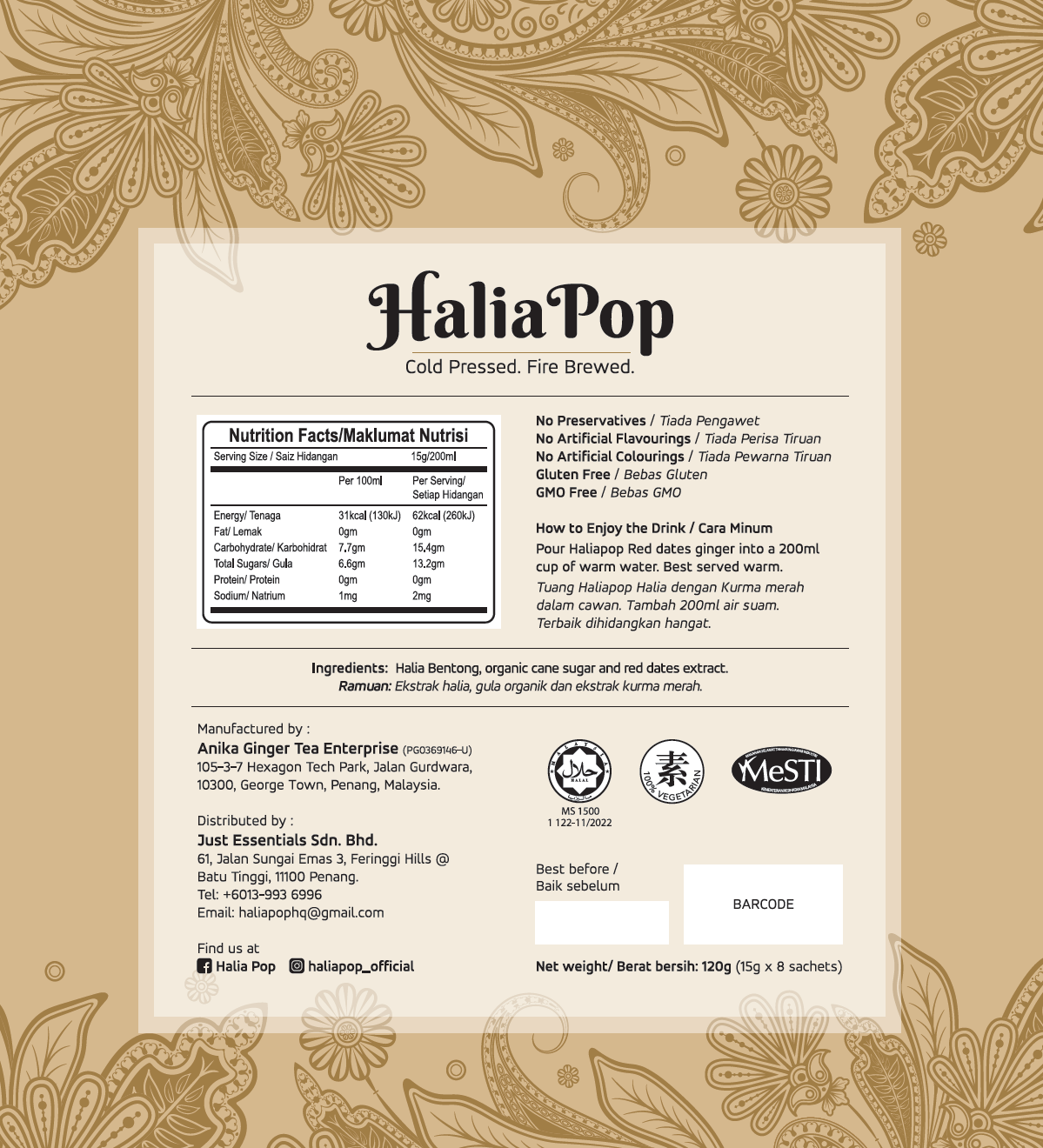HaliaPop Bentong Ginger with Red Dates (Free Shipping - Limited Time Offer) - Image 2